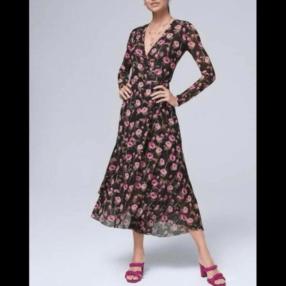 White House Black Market floral wrap dress size 2